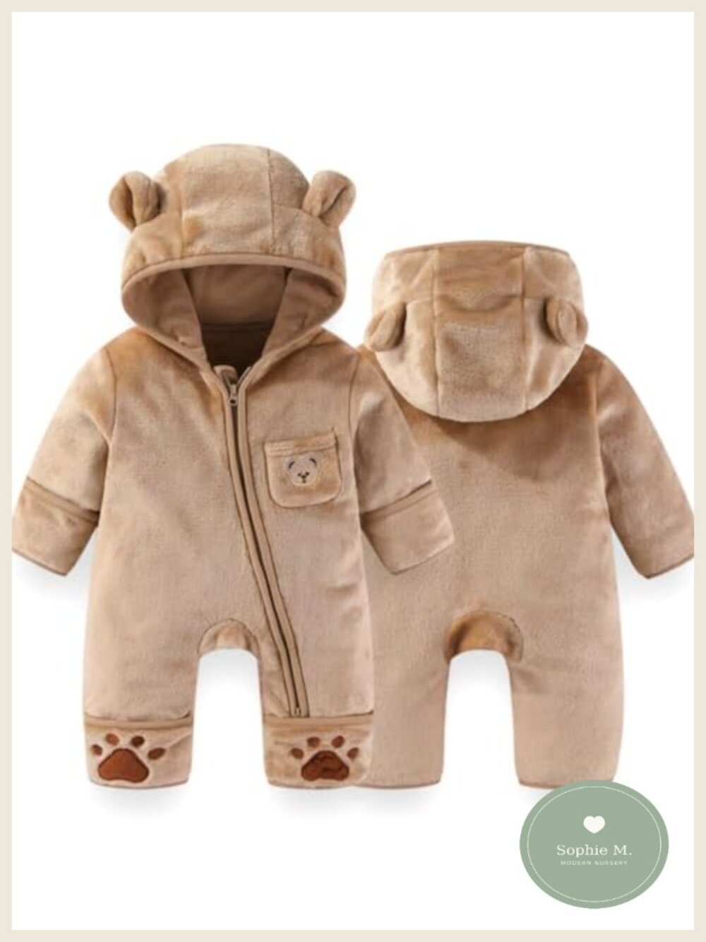 Newborn Fleece Snowsuit Hooded Romper Fold-Over Mittens Footies Winter Baby